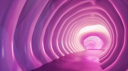 Obraz premium Futuristic, glowing pink tunnel with a smooth, wavy design, reminiscent of a sci-fi setting. Perfect for backgrounds or conceptual imagery.