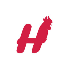 Letter H chicken logo icon vector template