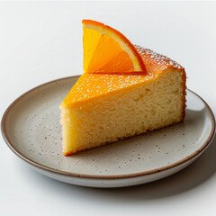 Delicious Orange Cake Slice on a Ceramic Plate