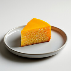 Delicious Orange Cake Slice on a Ceramic Plate