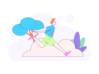 People exercising healthy running vector internet operation illustration
