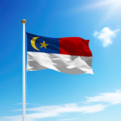 Waving flag of Malacca is a state of Malaysia on flagpole