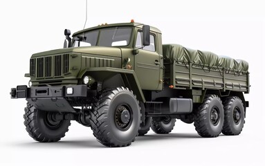 White isolated 3d art vector design template makes realistic truck car driving elements army war security green heavy auto protection very striking