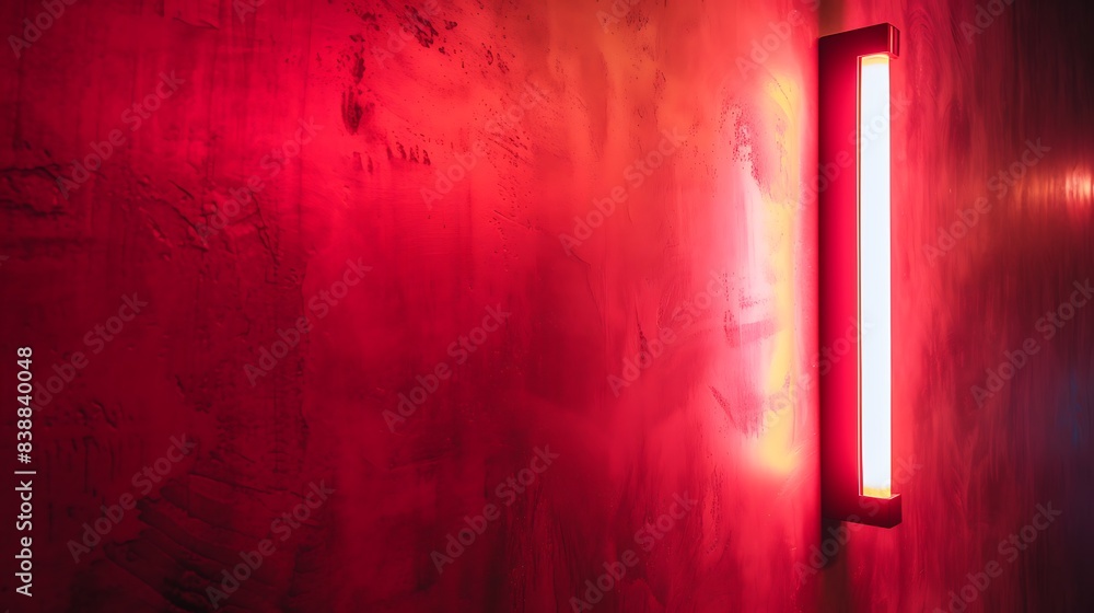 Poster red light on wall empty product display background, red light, wall, empty product display