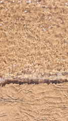 Small waves gently lap the sandy shore in this golden, textured beach pattern.