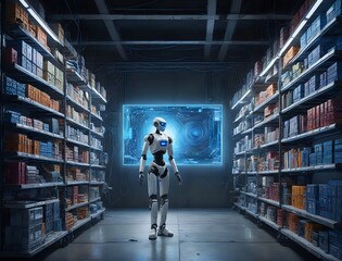 The Future of Retail: AI Robot in a High-Tech Grocery Store