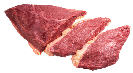 Picanha raw Beef or Sirloin cap on white Background, Rump cap Beef isolate on white PNG File.