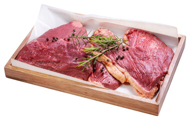 Picanha raw Beef or Sirloin cap on white Background, Rump cap Beef isolate on white PNG File.