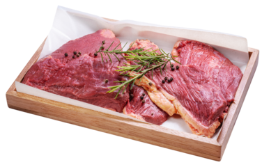 Picanha raw Beef or Sirloin cap on white Background, Rump cap Beef isolate on white PNG File.
