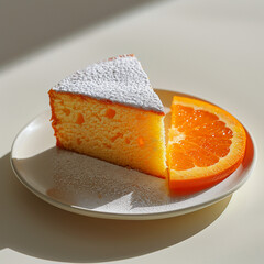 Delicious Orange Cake Slice on a Ceramic Plate