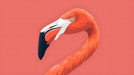 Fototapeta premium Illustration of Close-up of a pink flamingo. Ai Generate.