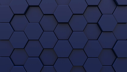 Abstract blue background made with 3d hexagons.
