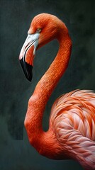 Obraz premium Illustration of Close-up of a pink flamingo. Ai Generate.