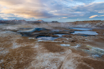 Geothermal area Hverir, Hverarönd on iceland in summer