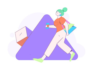 People exercising healthy running vector internet operation illustration
