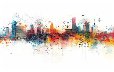Obraz premium Abstract City Skyline with Colorful Paint