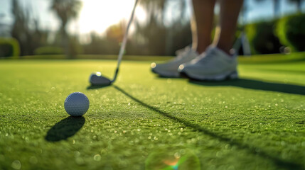 Close-Up of Golf Ball Concentrating on Putt
