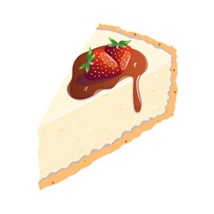 A piece of strawberry cheesecake, sprinkled with chocolate.