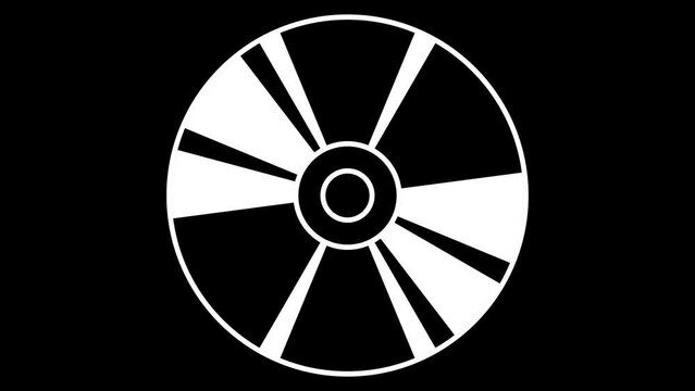 光ディスクの回転パラパラアニメーション　1秒間に3回転・5回転・10回転（各3秒）のセット　黒背景・白黒・アルファチャンネル