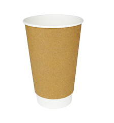 Empty brown paper cup isolated on transparent.