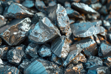 Nickel in raw and refined forms, showcasing its significant role in stainless steel production and rechargeable batteries manufacturing.. AI generated.
