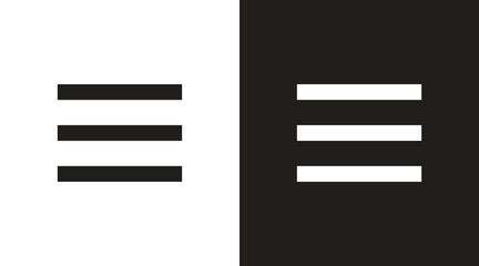 Hamburger menu bar flat icon black and white icon vector