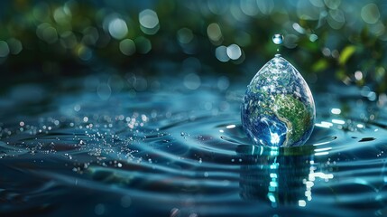 Earth with a Halo of Water Droplets Generative AI