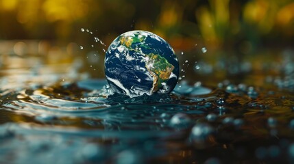 Globe and Water Droplets Generative AI
