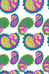 Seamless paisley pattern on white background