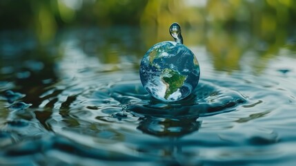 Hands Holding a Droplet of Water with Earth Inside Generative AI