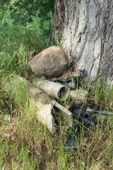 Asbestos construction waste illegally disposed of in nature