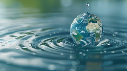 Planet Earth Surrounded by Water Droplets Generative AI