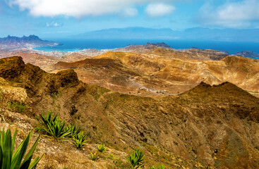 Bay and town of Mindelo, Island Sao Vicente, Cape Verde, Cabo Verde, Africa.