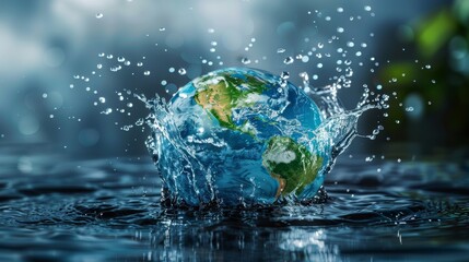 Water Droplet Cradling the Earth Generative AI