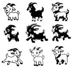 SET ILLUSTRATION GOAT SILHOUETTE