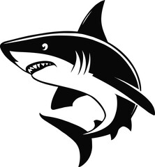 Black shark silhouette vector  isolated in white background 