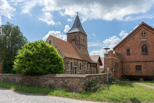 Village church in Dahrenstedt in summer, Stendal, Saxony-Anhalt, Germany