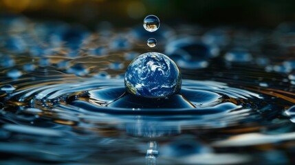 Water Droplet with a Globe Inside Generative AI