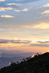 Scenic view of sunset from Mount Kinabalu on Borneo island, Malaysia