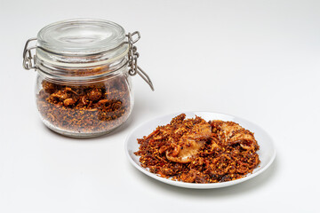 Thai Squid chili paste on plate white background.