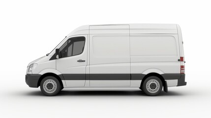 White Delivery Van on a White Background, Generative AI