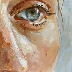 close up portrait of a woman half face  on abstract background Generative AI 