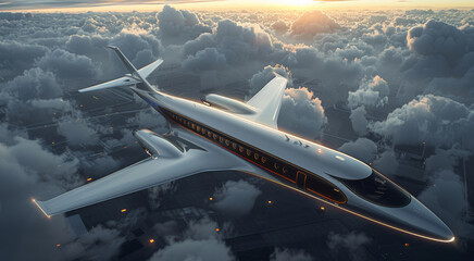 Fototapeta premium Hydrogen powered commercial aircraft. Generative AI.