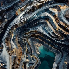 extractive industrial for coal aerial top view drone Generative AI 