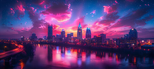 Fototapeta premium country skyline at night