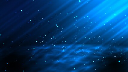 The mesmerizing beauty of a deep blue ocean, bathed in ethereal light. The darkness of the depths is illuminated by a soft, celestial glow, creating an otherworldly ambiance