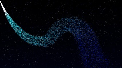 A Serpentine Light Trail of Twinkling Blue Stars.