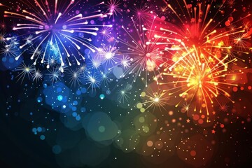 Vibrant fireworks display lighting up the night sky with colorful explosions, perfect for festive celebrations and holiday events.