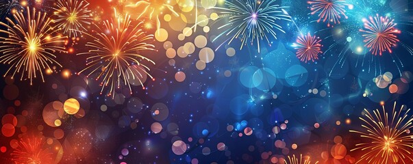 Vibrant fireworks display lighting up the night sky with colorful explosions and glowing lights, perfect for celebrations and festive occasions.