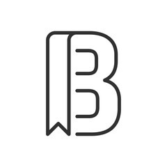 Bookmark in the shape of the letter B, linear icon. Line with editable stroke